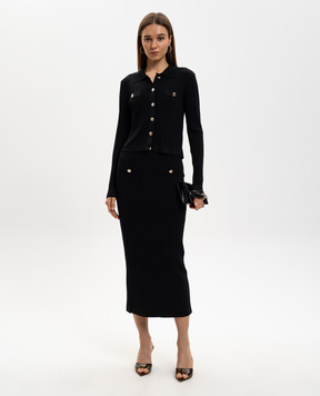 Twinset Black ribbed midi skirt 261AP3113