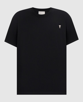 Ami Paris Black T-shirt with embroidery HTS346724