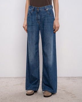 Brunello Cucinelli Blue jeans with logo patch MH192P4039