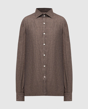 ISAIA Brown linen shirt CAM088KM304