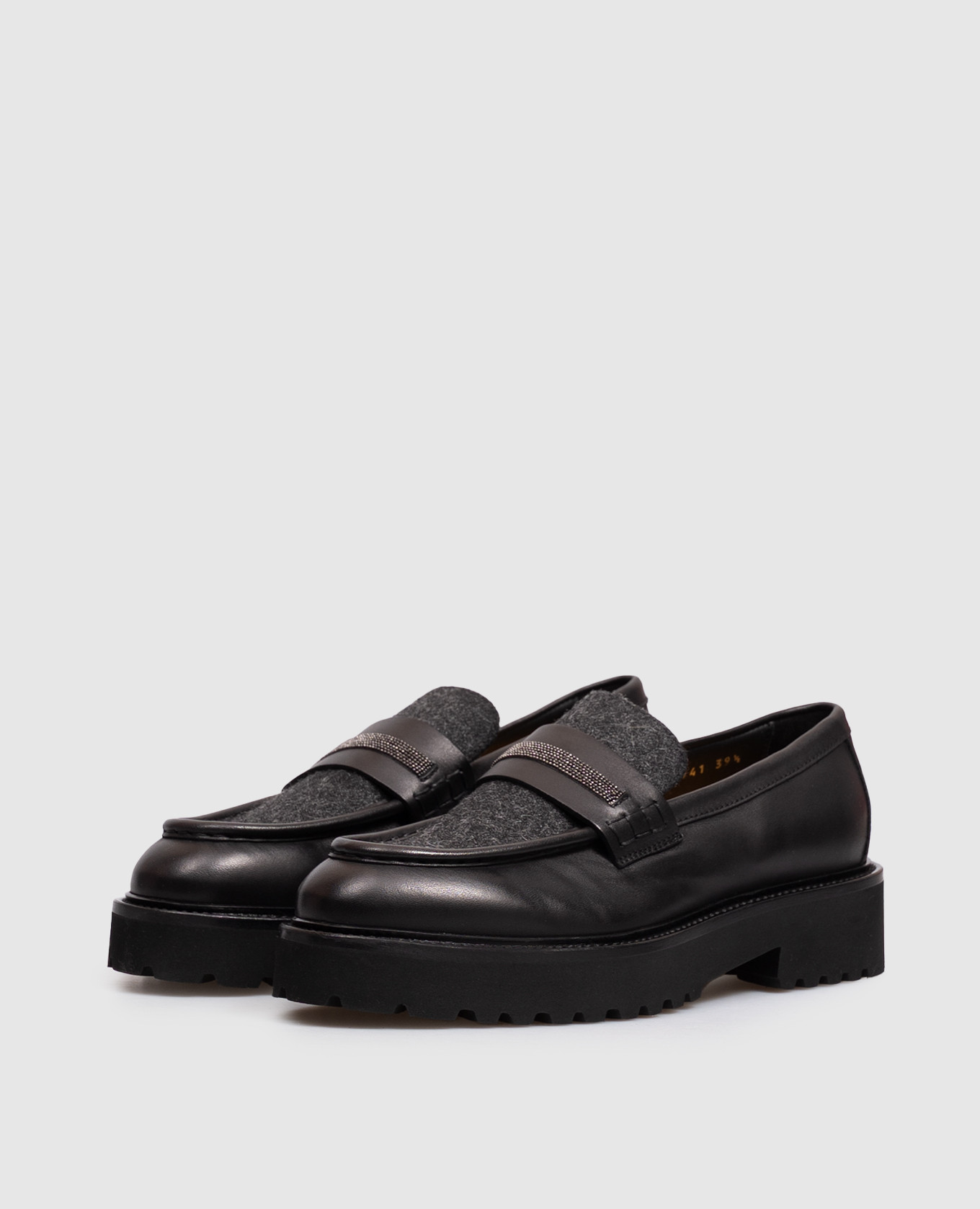 Black combination loafers with monil chain Doucal's 2