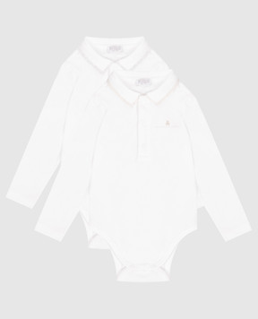 Brunello Cucinelli Children's white set of two bodysuits with logo print BB051TU12R