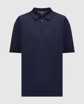 Dolce&Gabbana Blue silk polo shirt with logo GXZ02ZJBSO5