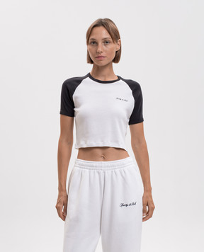 Sporty & Rich White cropped T-shirt with logo print TO08471326WH09