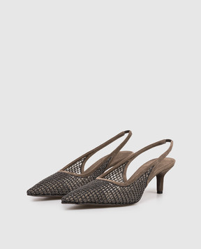 Brunello Cucinelli Brown slingbacks with monil chain MZSFC3215