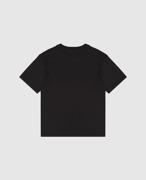 Dolce&Gabbana Children's black T-shirt with textured DG logo monogram L4JTHVG7Q0T814