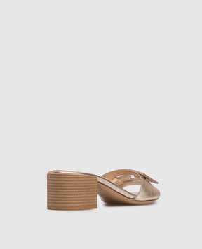 Fendi Baguette gold leather mules 8R8862AY1R