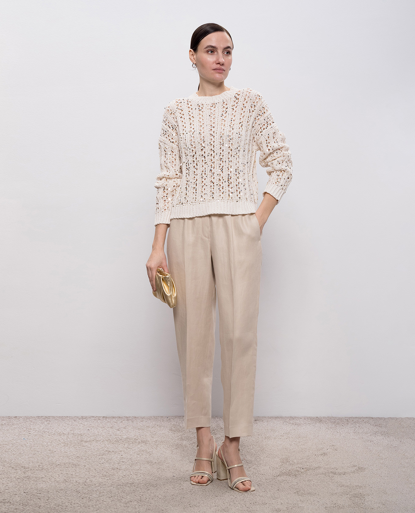 Beige openwork sweater with sequins Peserico 2