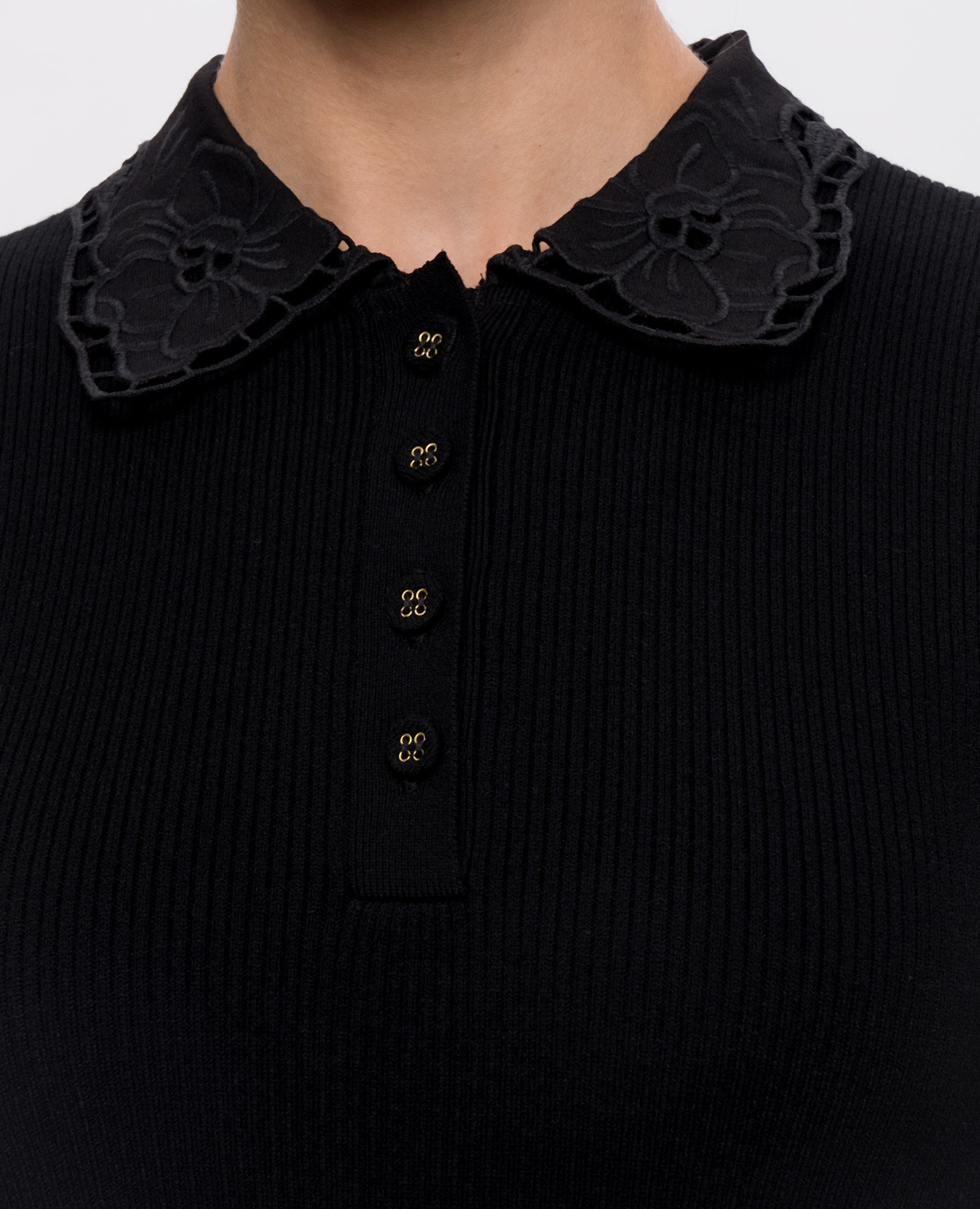 Black ribbed polo shirt Twinset 5