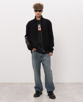 Balenciaga Black cardigan with branded patches 876816T1792