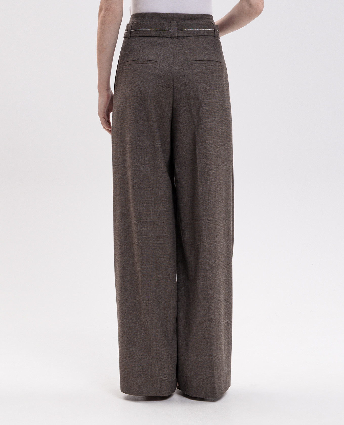 Brown wool pants with belt Peserico 4