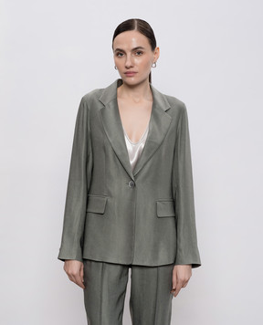 Peserico Green linen jacket with branded patch S01163F01921
