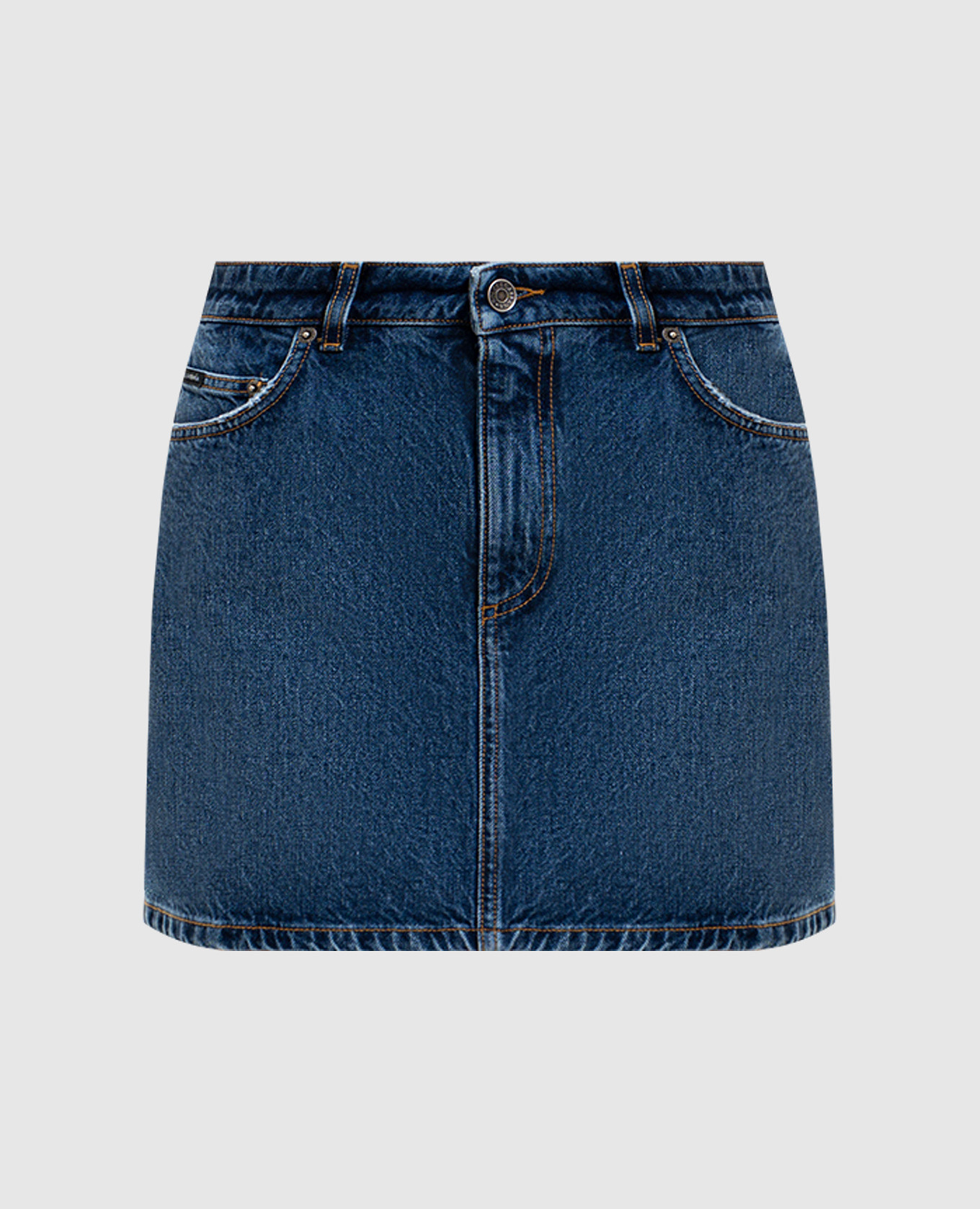 Blauer Jeansminirock mit Logoaufnäher