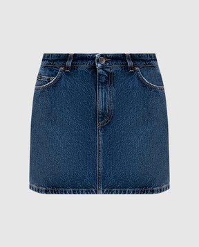 Dolce&Gabbana Blue denim mini skirt with logo patch F4C6NDG8OB3