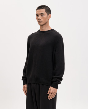Palm Angels Black wool sweater with logo pattern PMHE08BS26KNI002