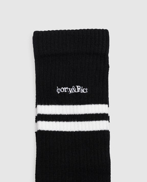 Sporty & Rich Black socks with logo embroidery AC10782300BA06