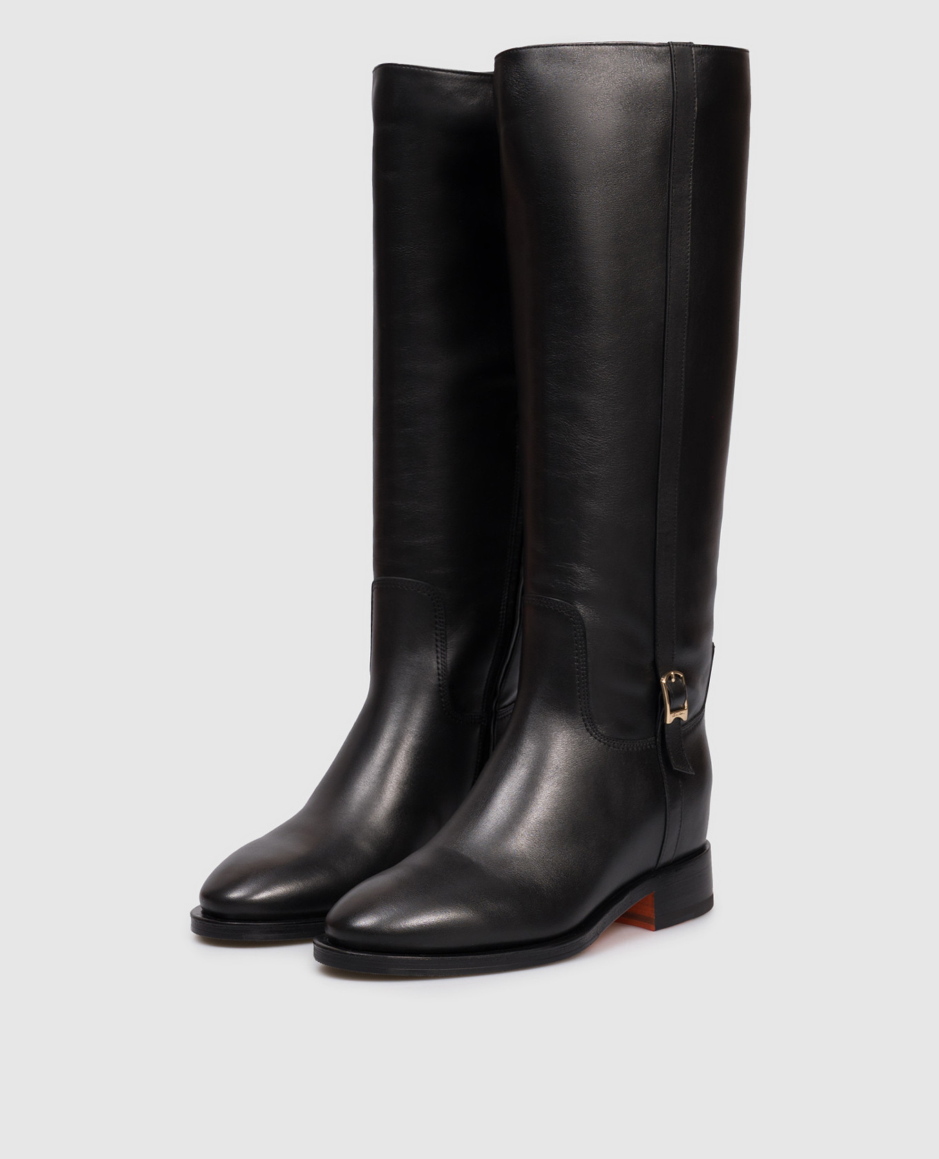 

Black leather boots with strap Santoni