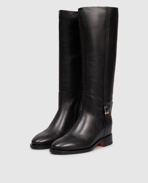 Santoni Black leather boots with strap WSHM71827BJ2HLGA