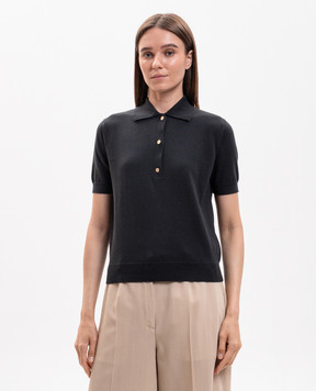 Max Mara Green POMPOSA polo shirt with silk and cashmere SMMPOMPOSA
