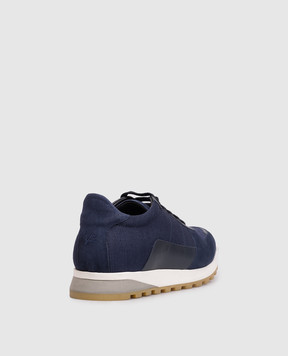 ISAIA Blue combination sneakers with embroidered emblem RUNT07PLS46