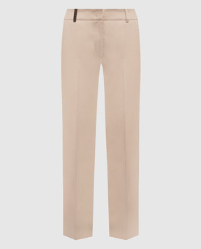 Peserico Beige pants with a monil chain A04753D07932