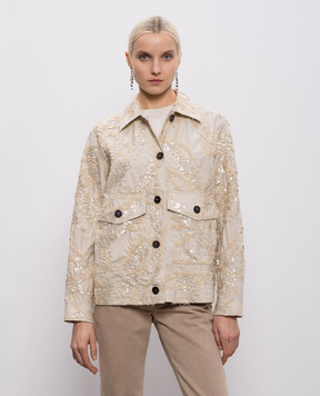 Brunello Cucinelli Beige jacket with sequin embroidery M0F79HM206
