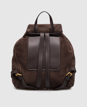 Gianni Chiarini Violette brown suede backpack with logo patch ZN12237CMPL