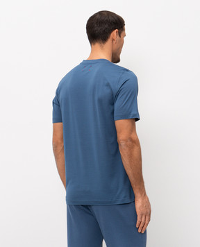 Kiton Blue T-shirt with embroidered logo UMK1274
