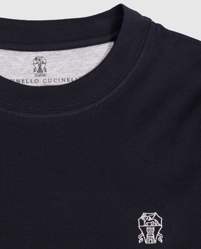 Brunello Cucinelli Children's blue T-shirt with embroidered emblem B0B13T704B