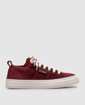 Brunello Cucinelli Burgundy sneakers with a monil chain MZ60G3333P
