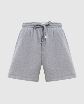 The Attico Grey melange shorts with logo patch 260WCQ00013JJF007AA