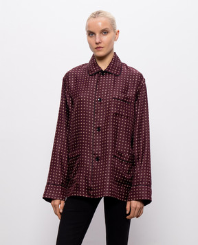 Saint Laurent Burgundy silk blouse with pajama-style print 870143Y6K08