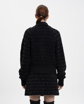 Balmain Black tweed cardigan with hemp FF0TE200KJ16