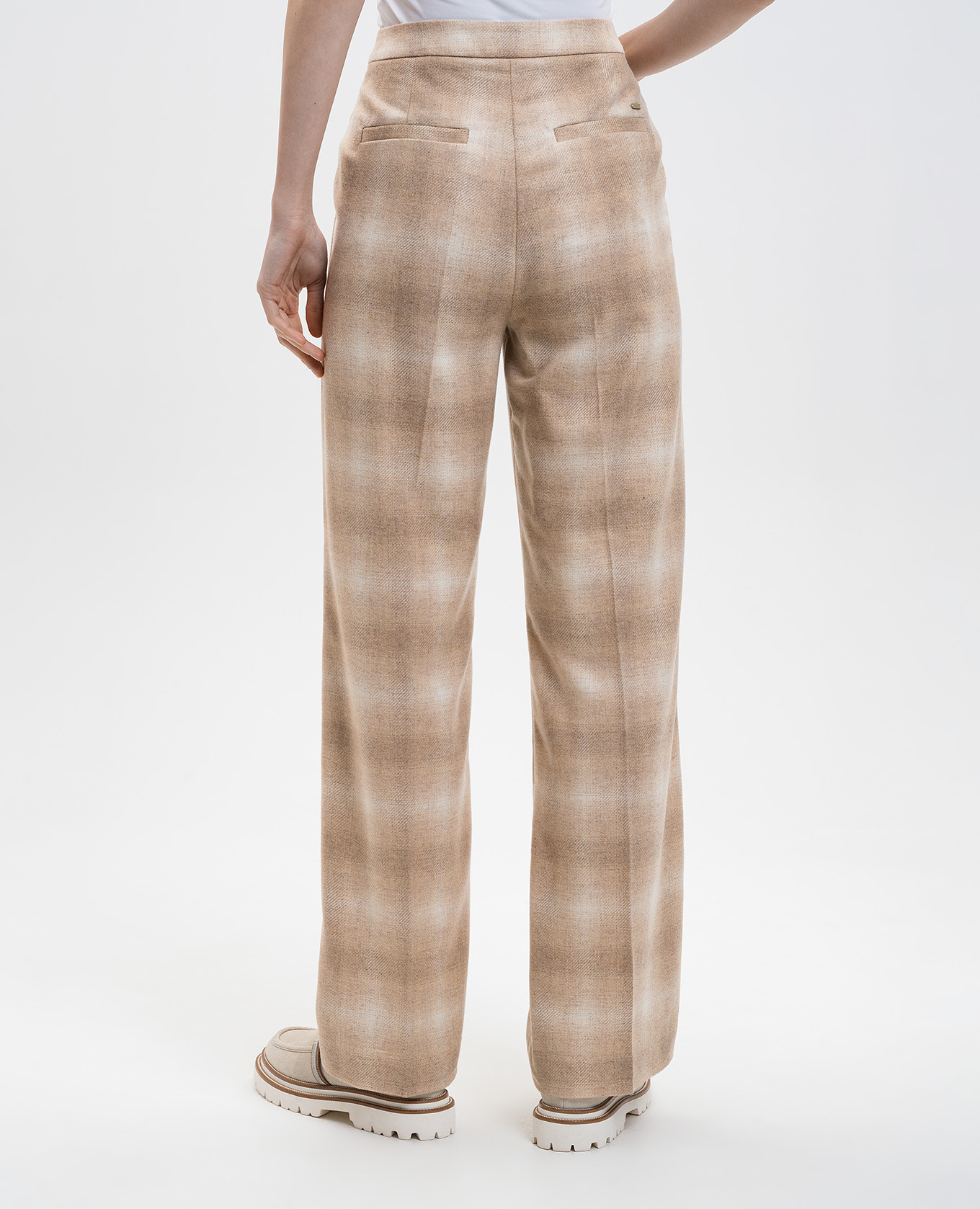 Beige checked wool pants Woolrich 4