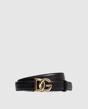 Dolce&Gabbana Black leather belt with logo BE1447AW576