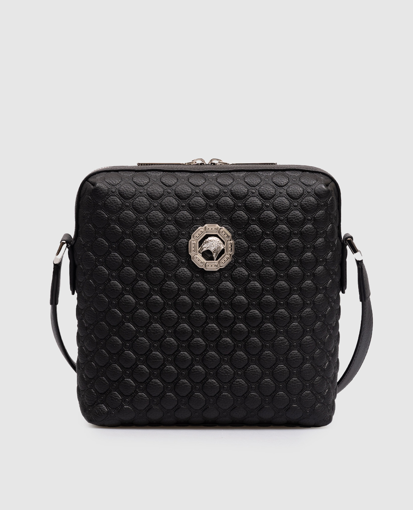 

Black leather bag with Asia embossing Stefano Ricci