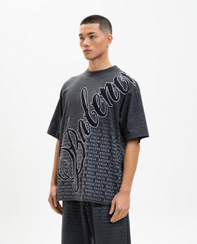 Balenciaga Big B gray T-shirt with logo print 764235TTVN9