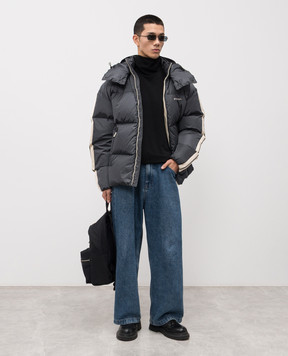 Palm Angels Grey down jacket with logo PMED028C99FAB001