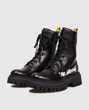 Off-White Children's black leather shoes For Walking OBID002F25LEA001