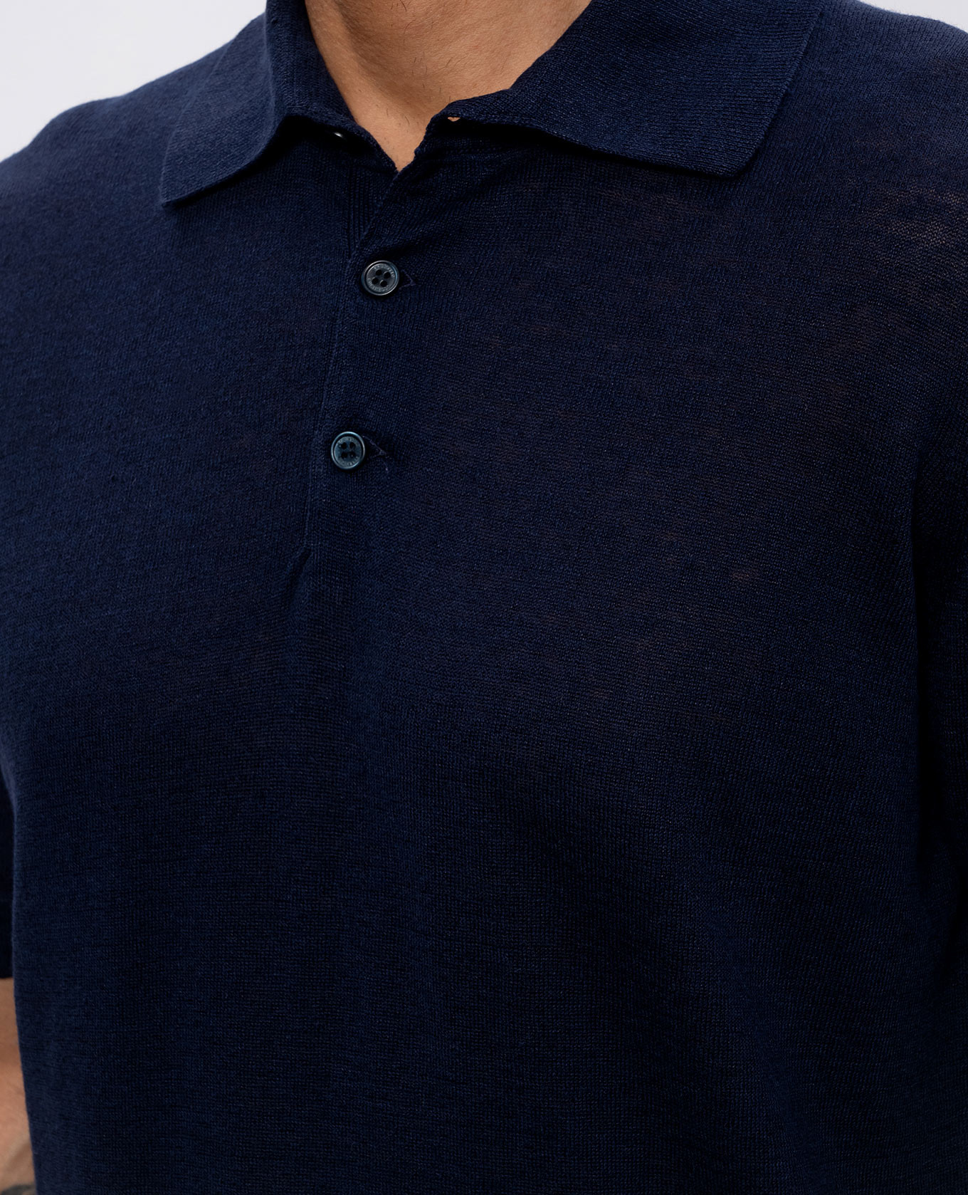 

Blue polo with linen Brunello Cucinelli