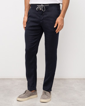 Marco Pescarolo Blue linen pants CARACCIOLO5302