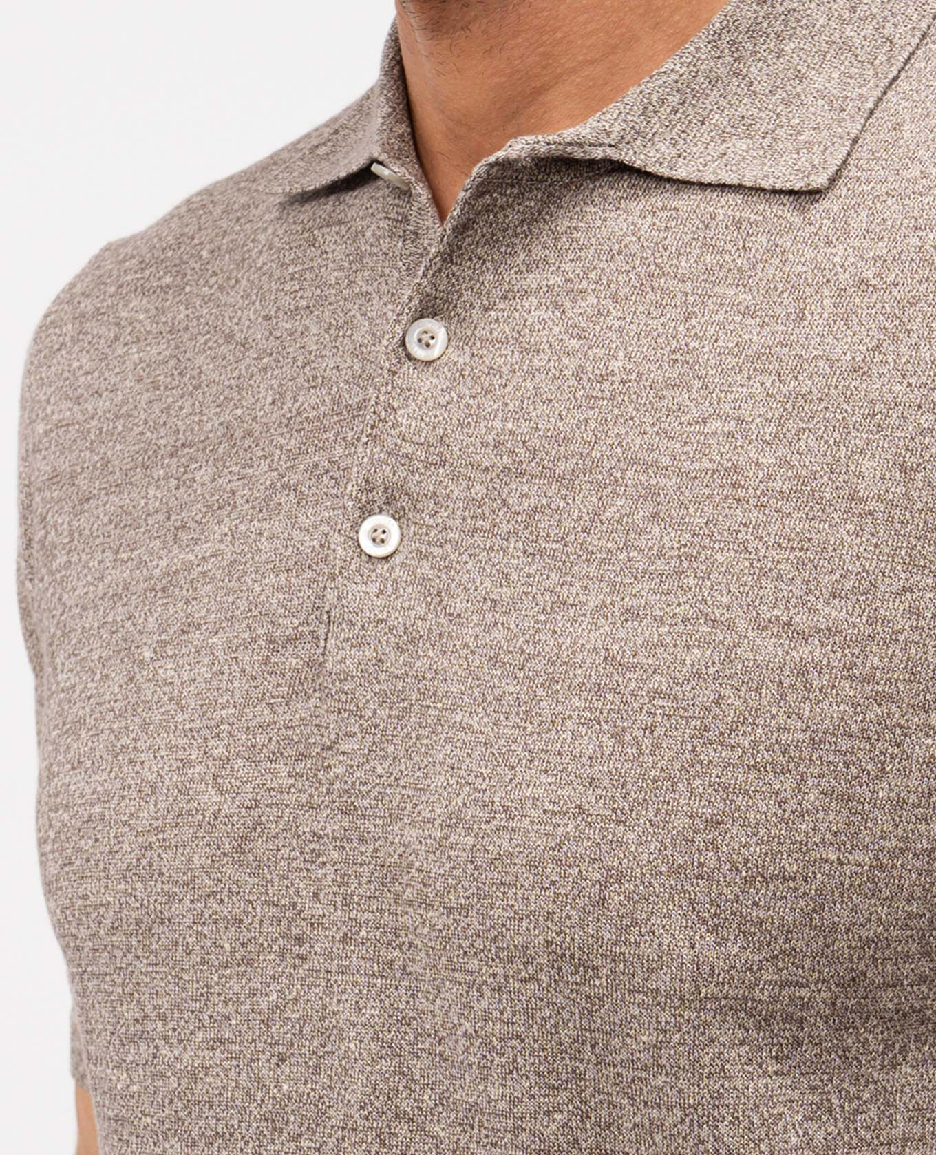 

Brown melange polo with linen VINAL MooRER