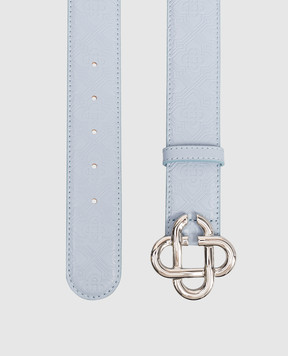 Casablanca Blue leather belt with CC emblem ASP26ACC27102W