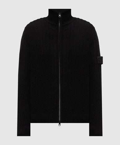 Cardigan noir en laine et cachemire