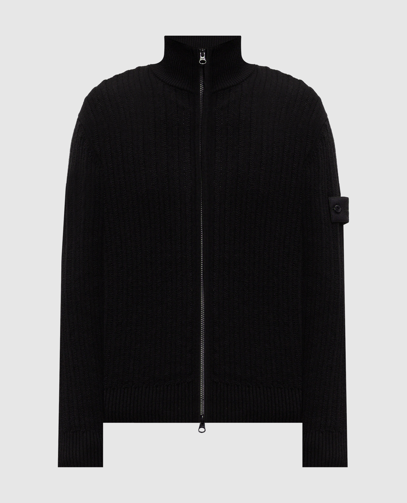 Black wool and cashmere cardigan