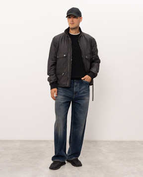 Dolce&Gabbana Black wool sweater with logo patch GXX02TJDVIH
