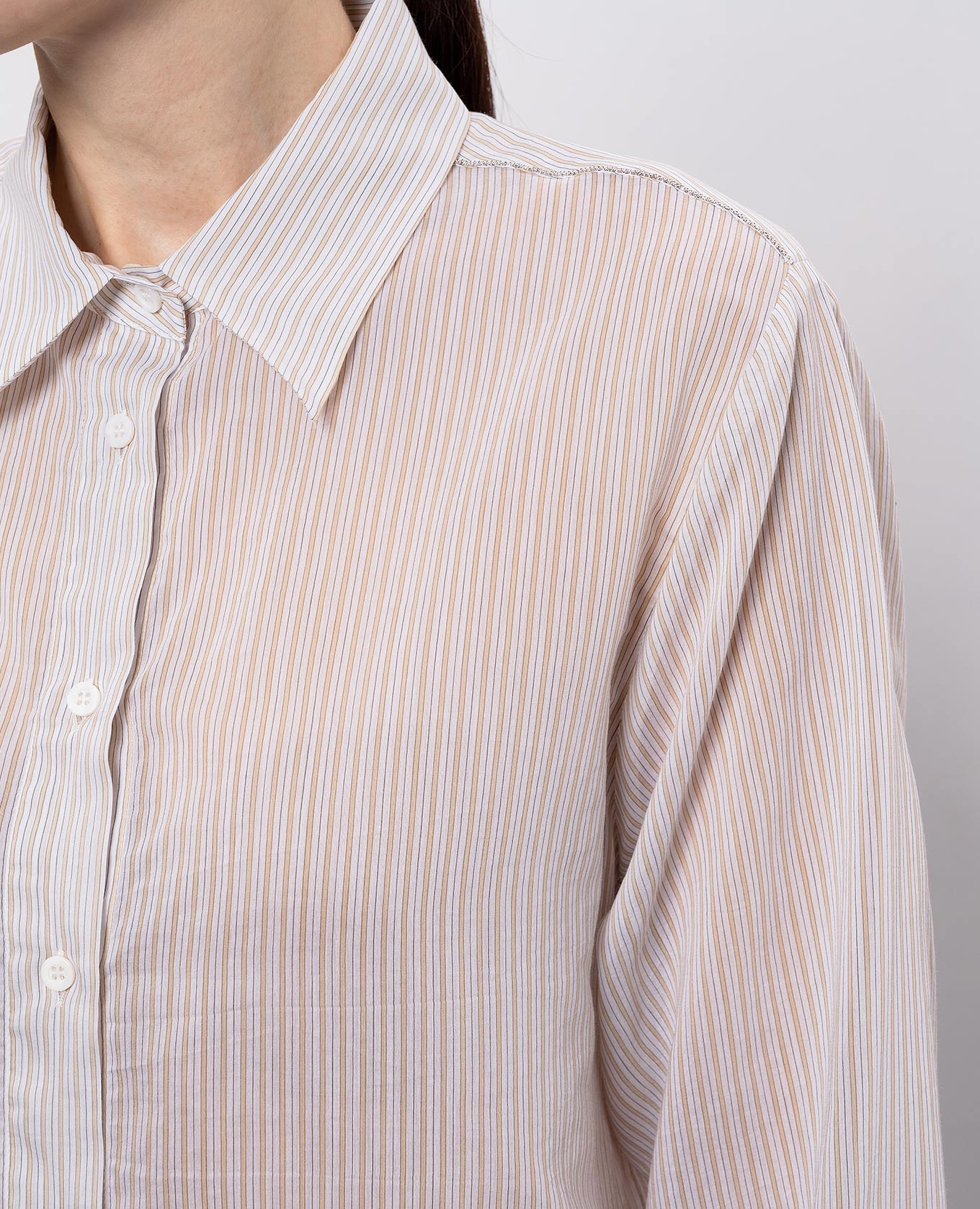 White striped silk shirt Peserico 5