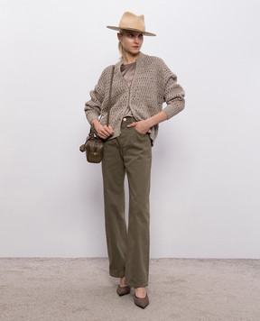 Brunello Cucinelli Beige linen cardigan with sequins MCO564706