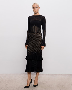 Twinset Black midi dress with wool 262TP3070