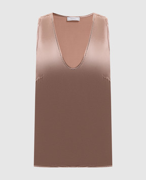 Peserico Brown top with monil chain A08118D01514